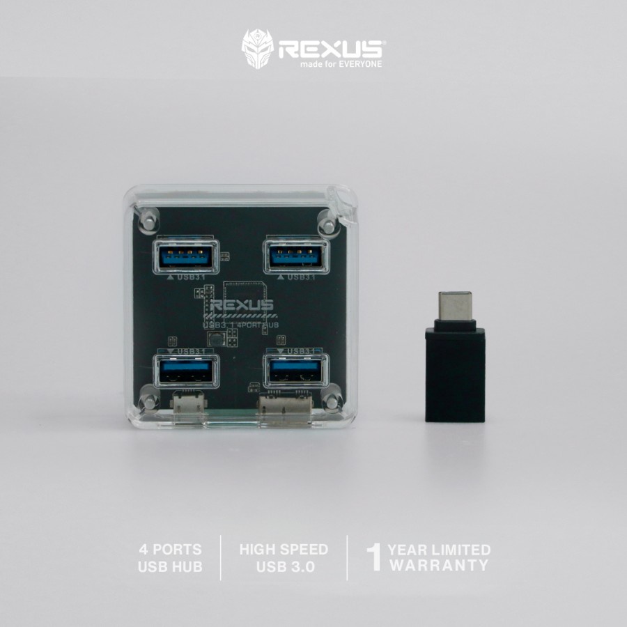 USB HUB REXUS RXH331 4 Port V.3.1 WITH USB TYPE C RXH-331