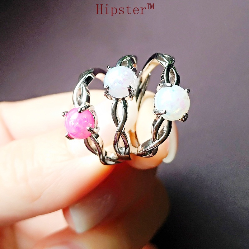 New Hot Sale Fashion Hollowed-out round Colored Gems Adjustable Ring