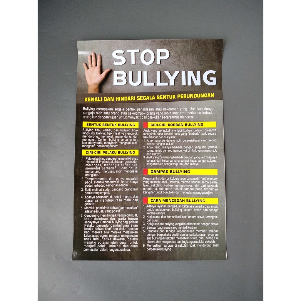 

Poster Sekolah, Poster Stop Bullying (D), Poster Edukasi Kekerasan Anak