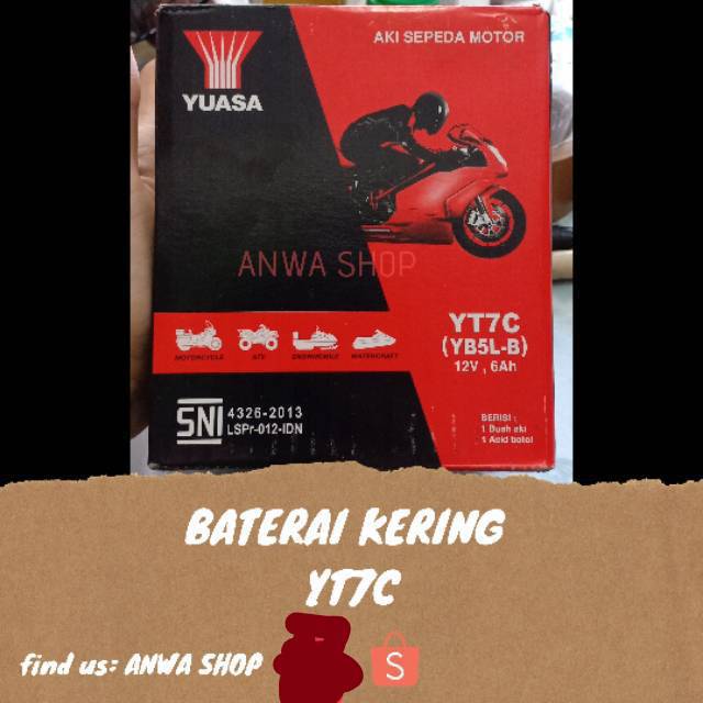 [MEDAN] Aki Accue Battery BATERAI KERING YT7C PENGGANTI YB5LB(BASAH)