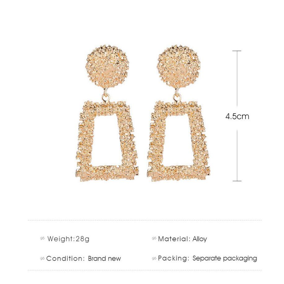 [1 Pasang]  Anting Wanita Dewasa Korea Kekinian Import Viral Elegan Geometri Trapesium