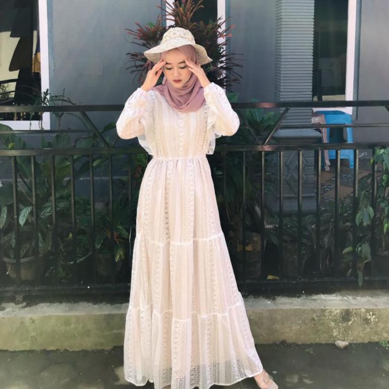 EST.21My22м– Ivory Brocade Dress Brukat Brokat Kondangan Pesta Wanita Muslim Bridemaids