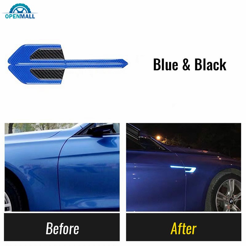 Color : Blue F 2Pcs//Set Car Reflective Safety Warning Strip Tape Car Bumper Reflective Strips Secure Reflector Stickers Decals