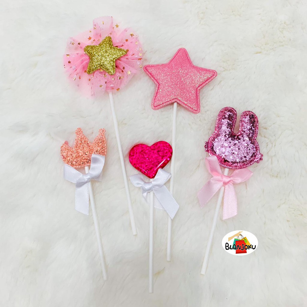 Topper Cake Pingky Planel Pita Princess / Baby Girl / Unicorn / Hiasan Kue Ulang Tahun Bunny