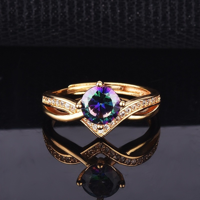 Fashion Inlaid Color Laser Diamond Ring