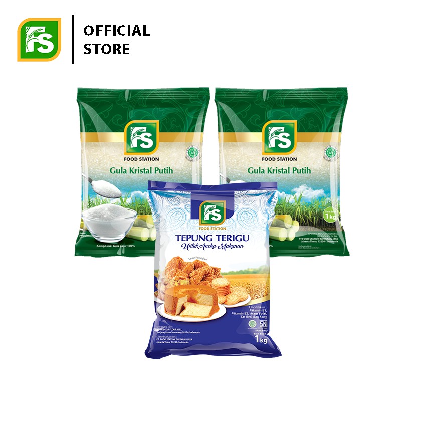 Food Station - Bundling FS Tepung Terigu 1 Kg (1 Pcs) + FS Gula Kristal