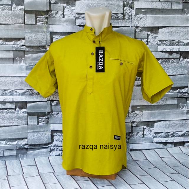 Kemeja Pria warna Lime tangan pendek / Kemko Pria terlaris / Kemeja koko Pria terbaru Kemko