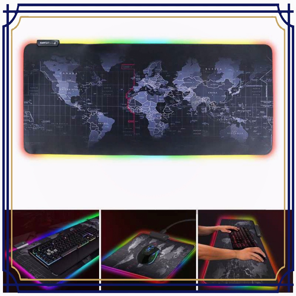 TaffGO Gaming Mouse Pad XL Peta Dunia + LED RGB - GMS-WT5