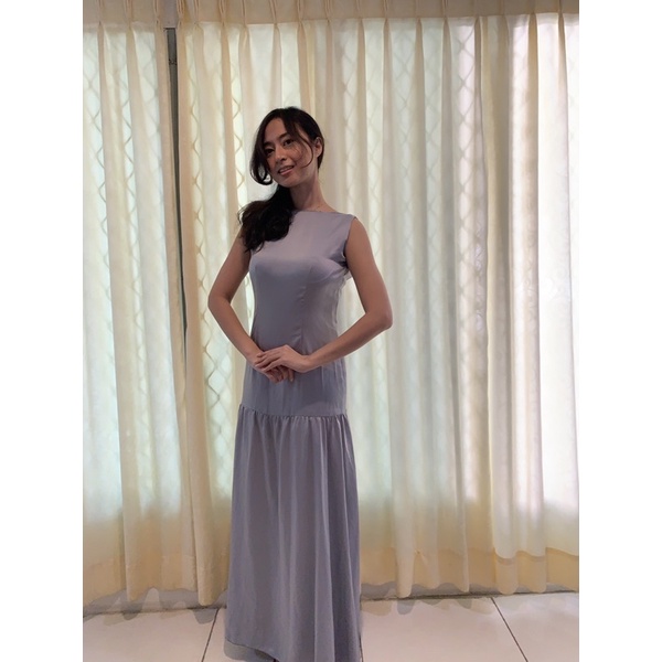 long dress bridesmaid silver backless