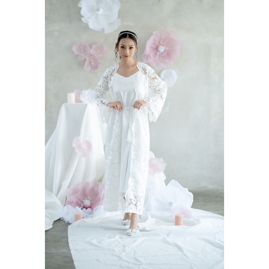 Prada Robe- FAE Collection-Kimono Pengantin Wedding Robe Bride Robe Premium Lace Prada