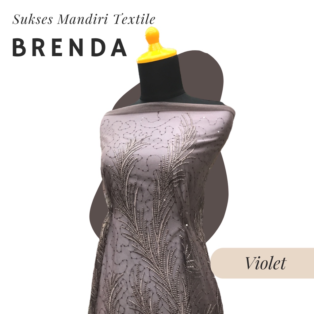 [BRENDA] Brokat Brukat Tile Premium Mewah Warna Violet Ungu Gelap | Harga ½ meter = 50 cm (Bahan Dre