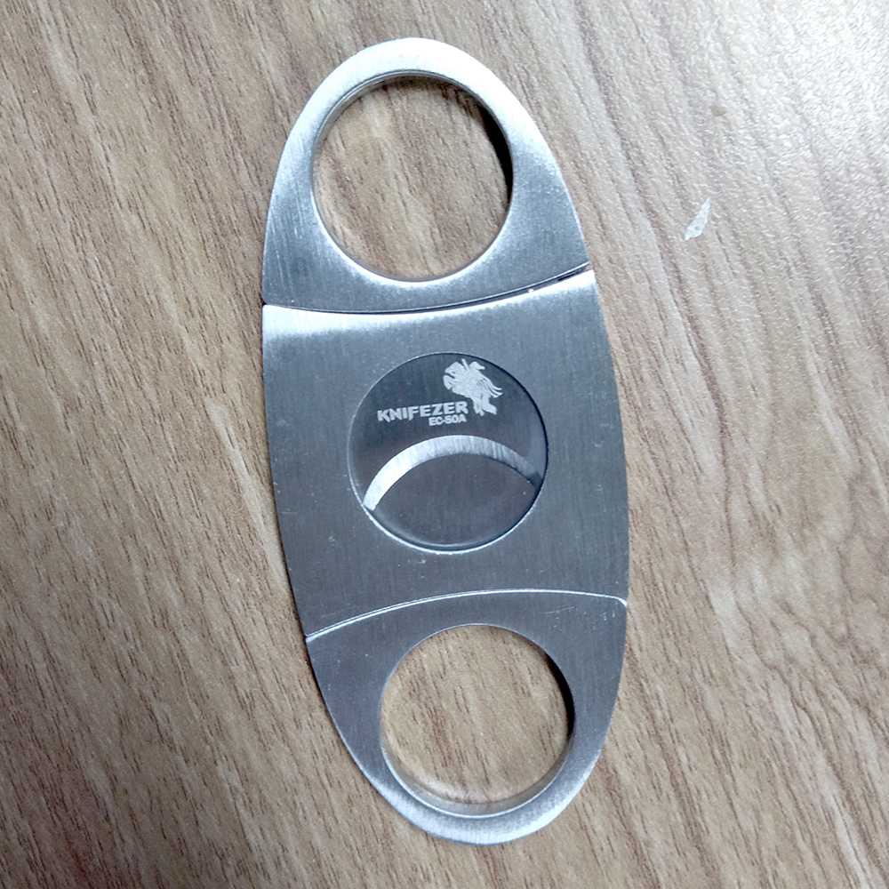 KNIFEZER Pemotong Cerutu Cigar Cutter Double Blade - EC-50A-Silver