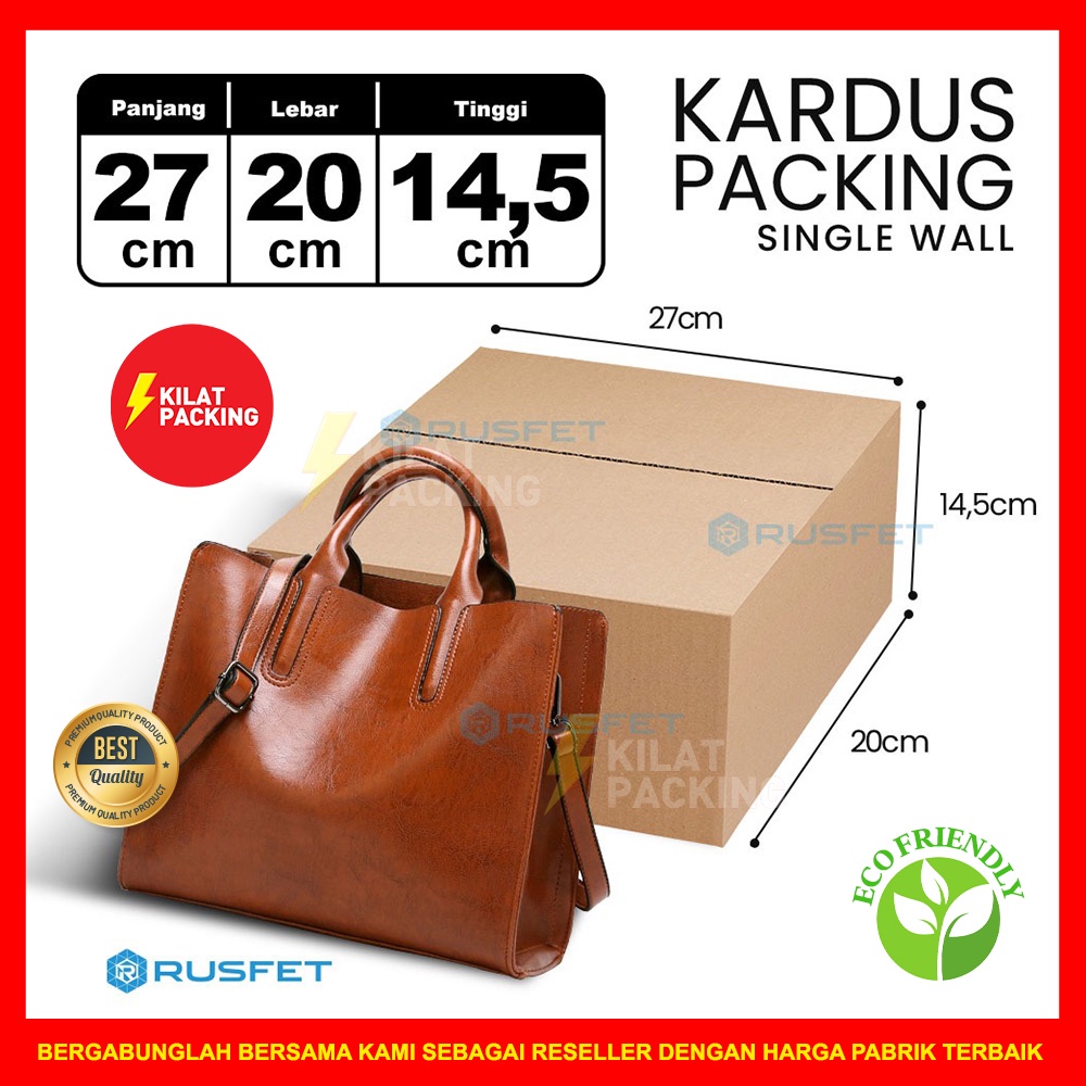 

KARDUS PACKING RUSFET / DUS KARTON BOX PACKING / BOX KARDUS BARU COKLAT POLOS SATUAN - 27 X 20 X 14,5