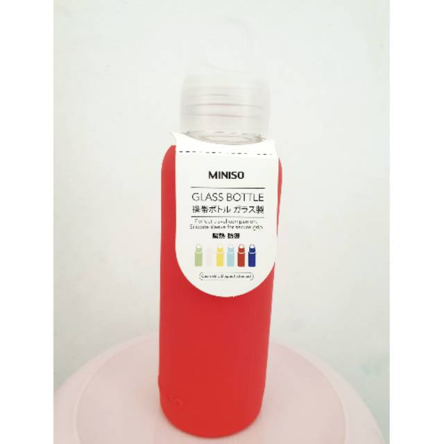 Botol Kaca MINISO merah 300ml