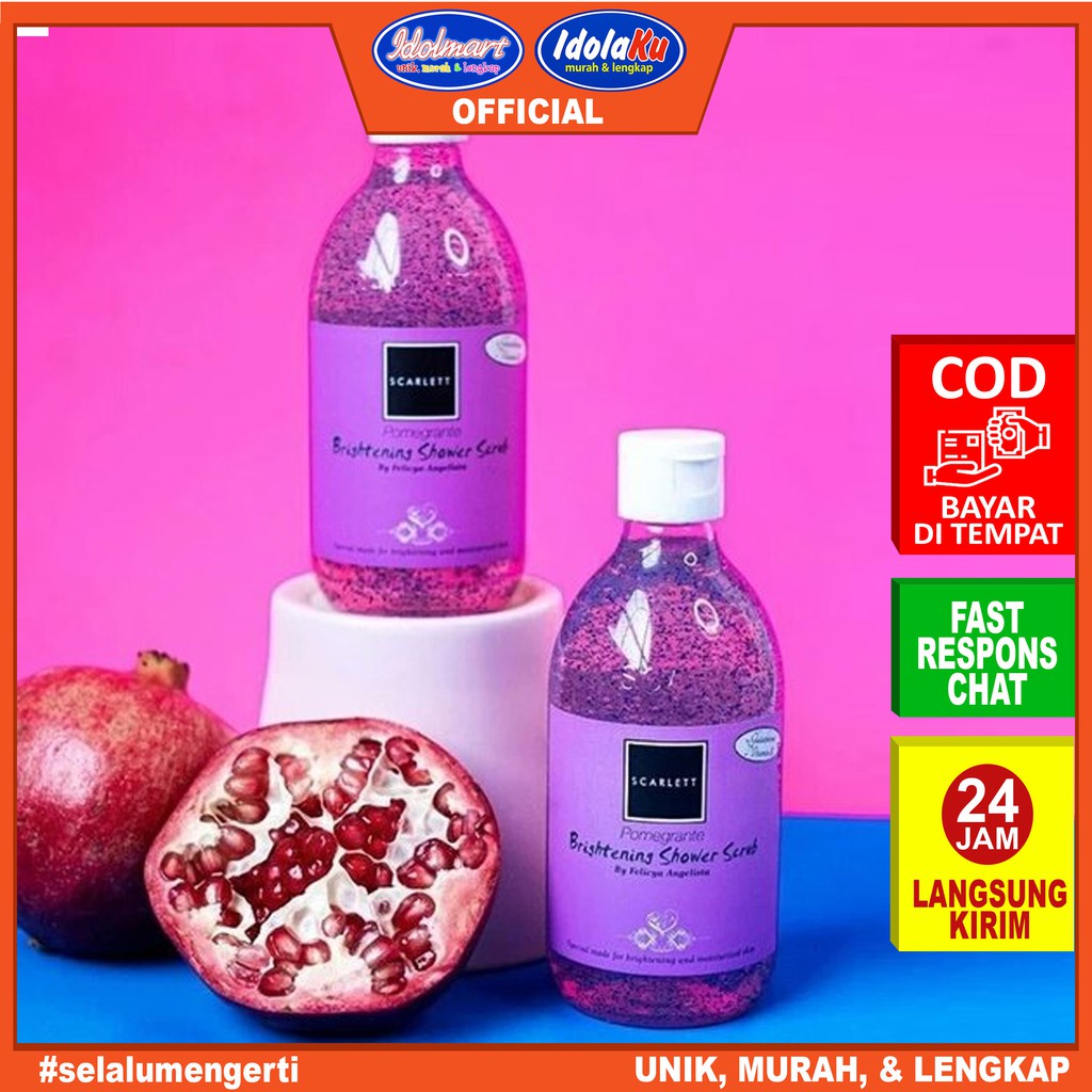 IDOLAKU Scarlett Whitening Shower Scrub Pomegrante 300ml