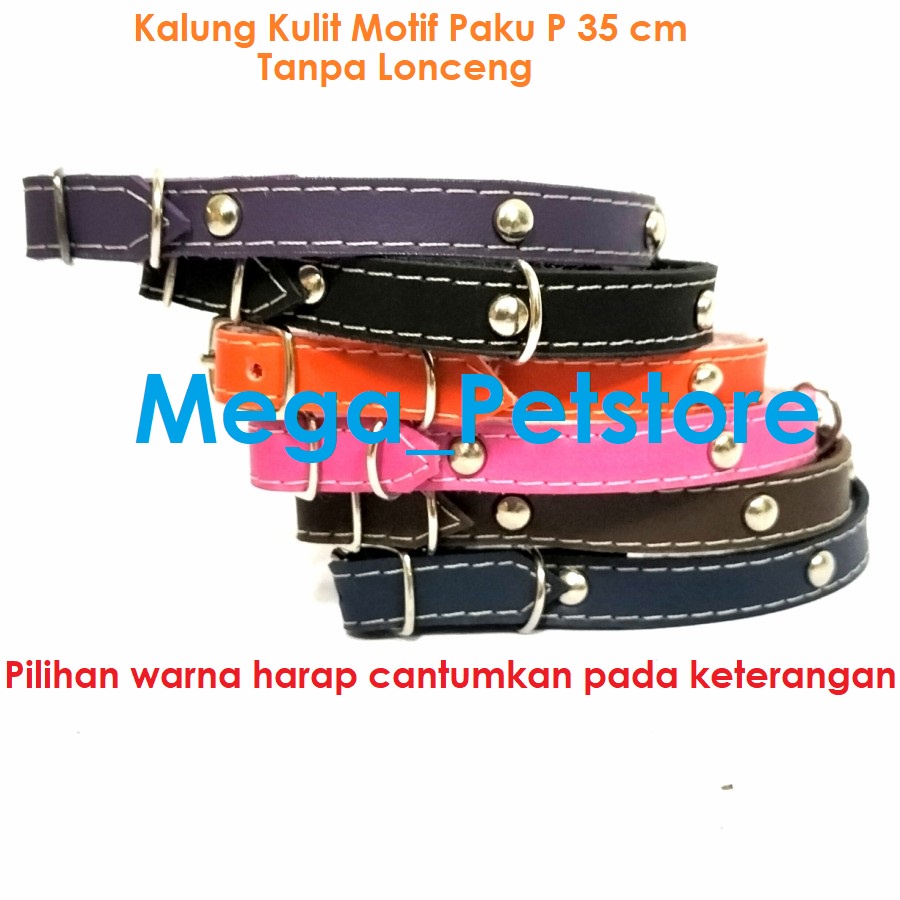 Kalung Kulit Paku anjing kucing motif imitasi semi P 35 cm