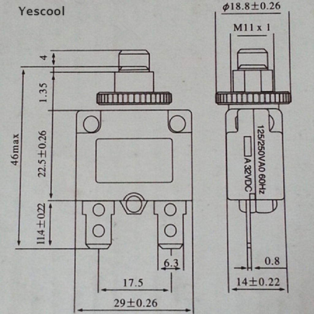 Yescool Saklar Pemutus Arus 3A 4A 5A 6A 8A 10A 15A 20A 30A