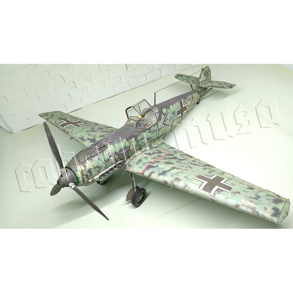 DIY Model Kertas Perang Dunia II Pesawat Termpur Jerman Messerschmitt Bf-109 E3 A4