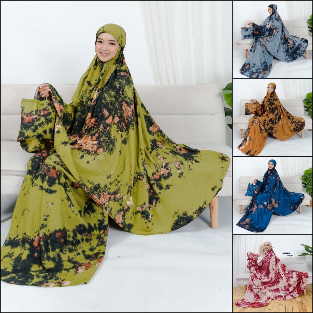 MUKENA BALI TIE-DYE / MUKENA RAYON JUMBO / MUKENA DEWASA KHADIJAH / MUKENA MOTIF BUNGA MURAH