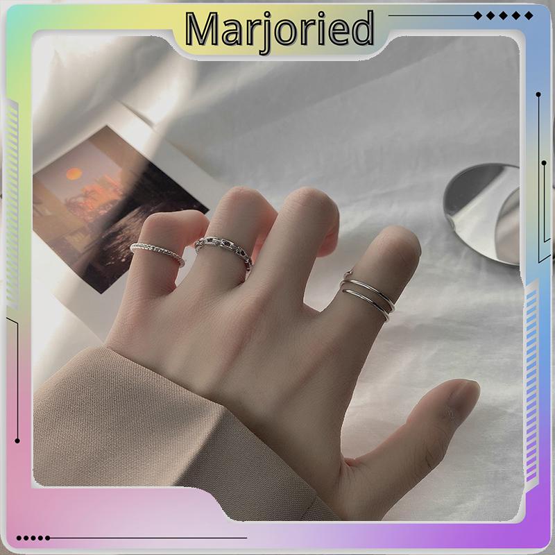 3Pcs Cincin Silver Korea Gaya Aesthetic Ring Pria Keren Untuk Wanita Aksesori Fashion-MJD