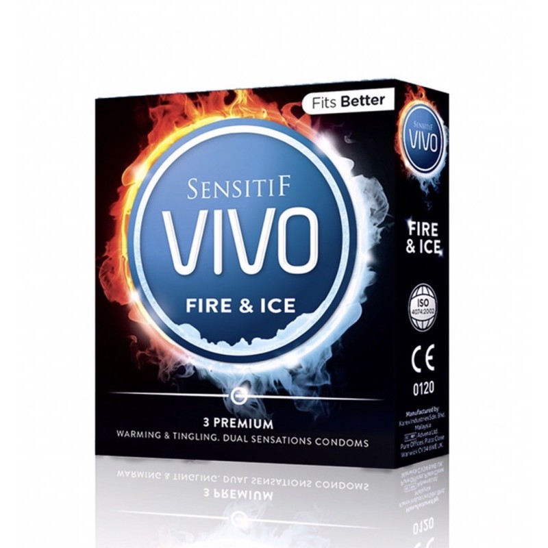 Kondom vivo fire &amp; ice isi 3 ( kondom sensasi berbeda ) privasi aman