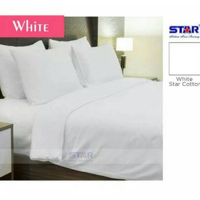 Kain sprei Full Cotton STAR meteran warna Putih Lebar 300cm per meter