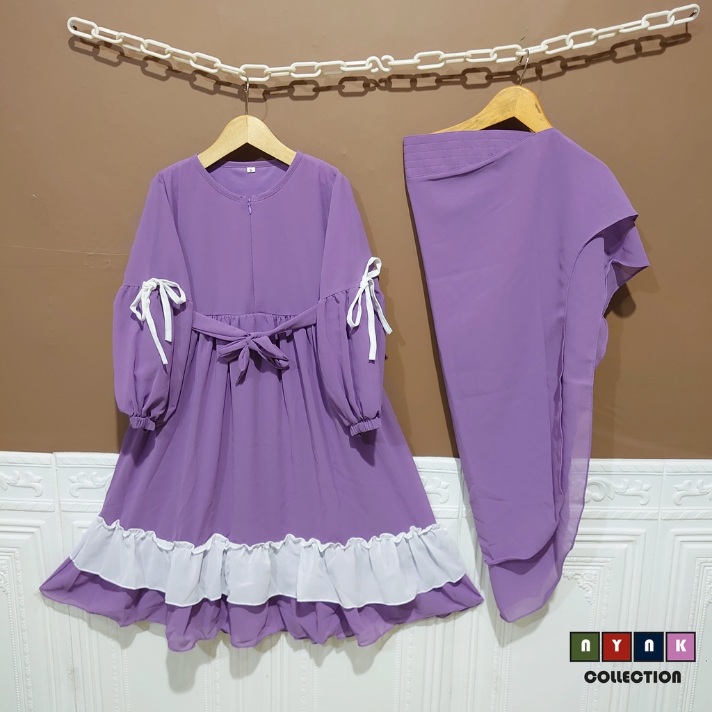 Gamis Ceruti Kombinasi Varian Tali Tangan