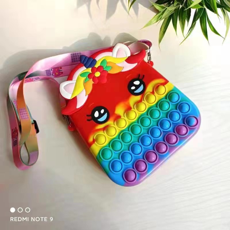 Pop it Unicorn Tas Pop it Anak Dompet Pop it Tas Selempang Anak Wanita Tali Kain Berkualitas Import tas tas ukuran besar