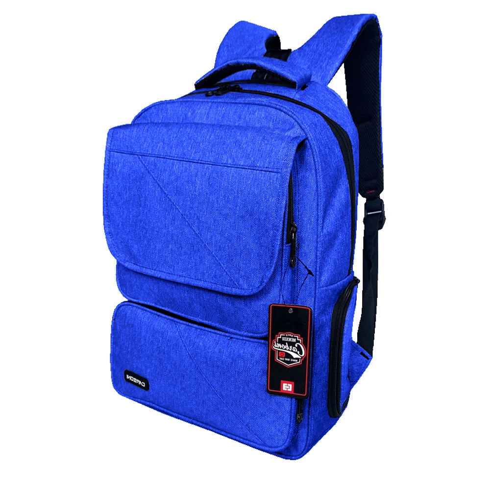 Carboni Fintage Tas Ransel Laptop 15 Inchi Mode Korean AA00026 17- BLU Polyester Serat Sintetis Original  + Raincover