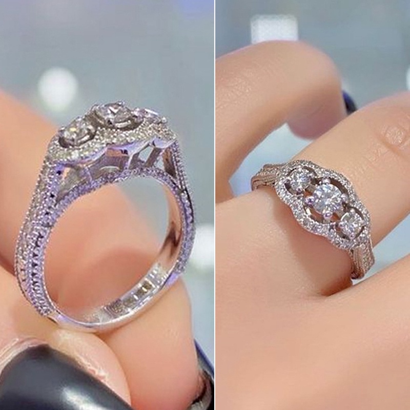 Cincin Wanita Hias Batu CZ Untuk Pertunangan