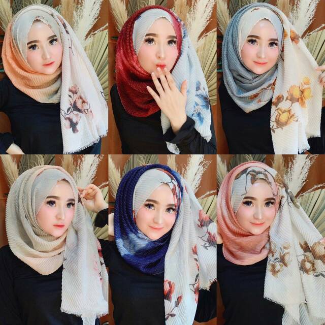 Pashmina Plisket Gradasi Shellasaukia Original