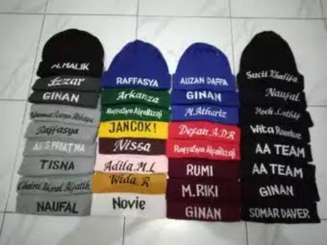 GRATIS BORDIR Topi kupluk nama anak/dewasa bahan spandek berkualitas pria wanita