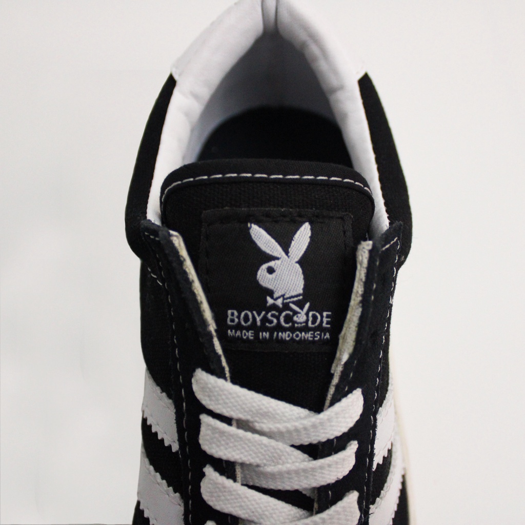 Sepatu Sneakers Casual Pria Wanita Brand Boyscode Original Vulcanized Black White Outsole Gerigi