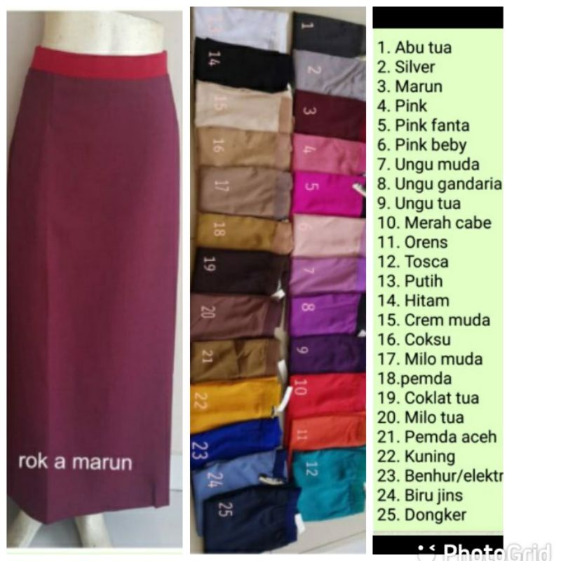 Rok kerja panjang/Rok kerja wanita Pinggang karet rok A