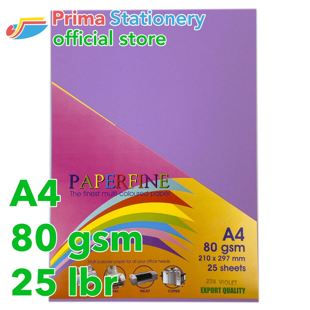 

Paperfine Kertas HVS Warna A4 Taro Violet Sinar Spectra IT 274 Isi 25 Lembar