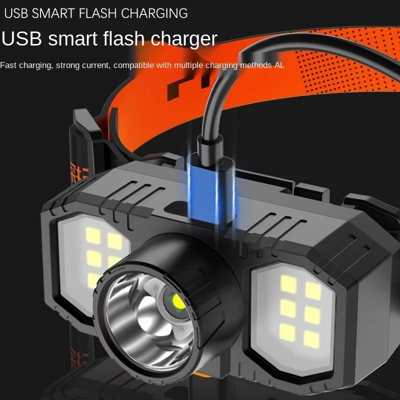 Senter Kepala 3 LED 24 Watt + 10 Watt / Headlamp USB Recharger