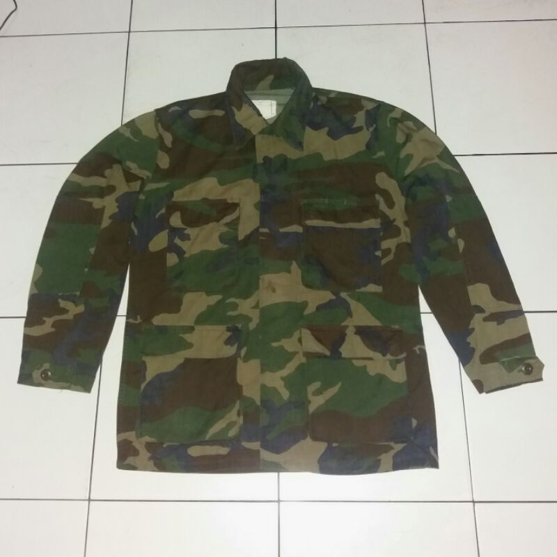 Vintage Kemeja BDU Woodland First Pattern Issue Us Army Second