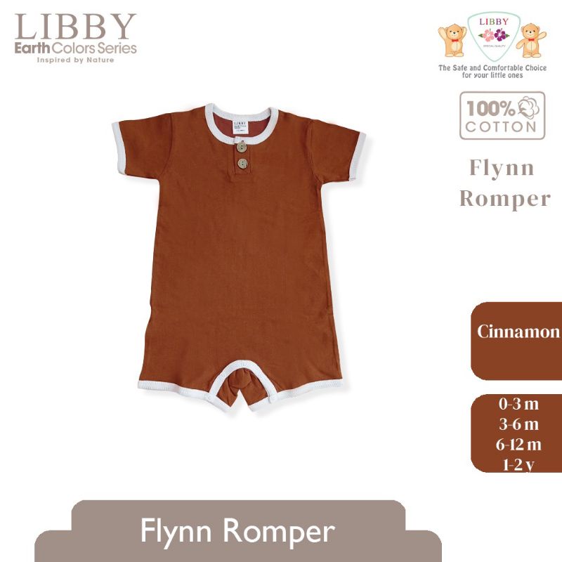 Libby 0-2 Tahun Romper Earth Series Flynn Romper Anak Bayi Premium Quality-FLYNN Cinnamon