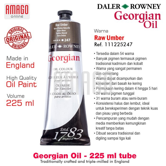 

Cat Minyak Lukis DALER-ROWNEY Georgian Oil Paint 225 ml - Raw Umber - 111225247