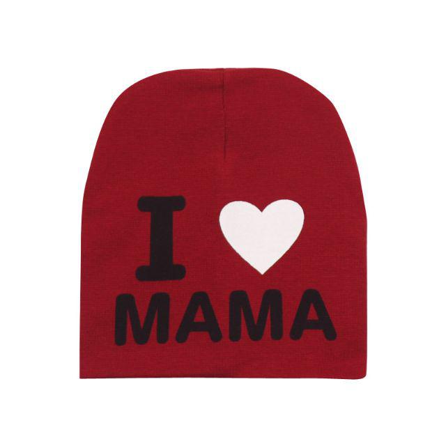 TOPI KUPLUK BAYI / TOPI ANAK UNISEX LUCU ( I LOVE MAMA / I LOVE PAPA )-I❤Mama - Marron