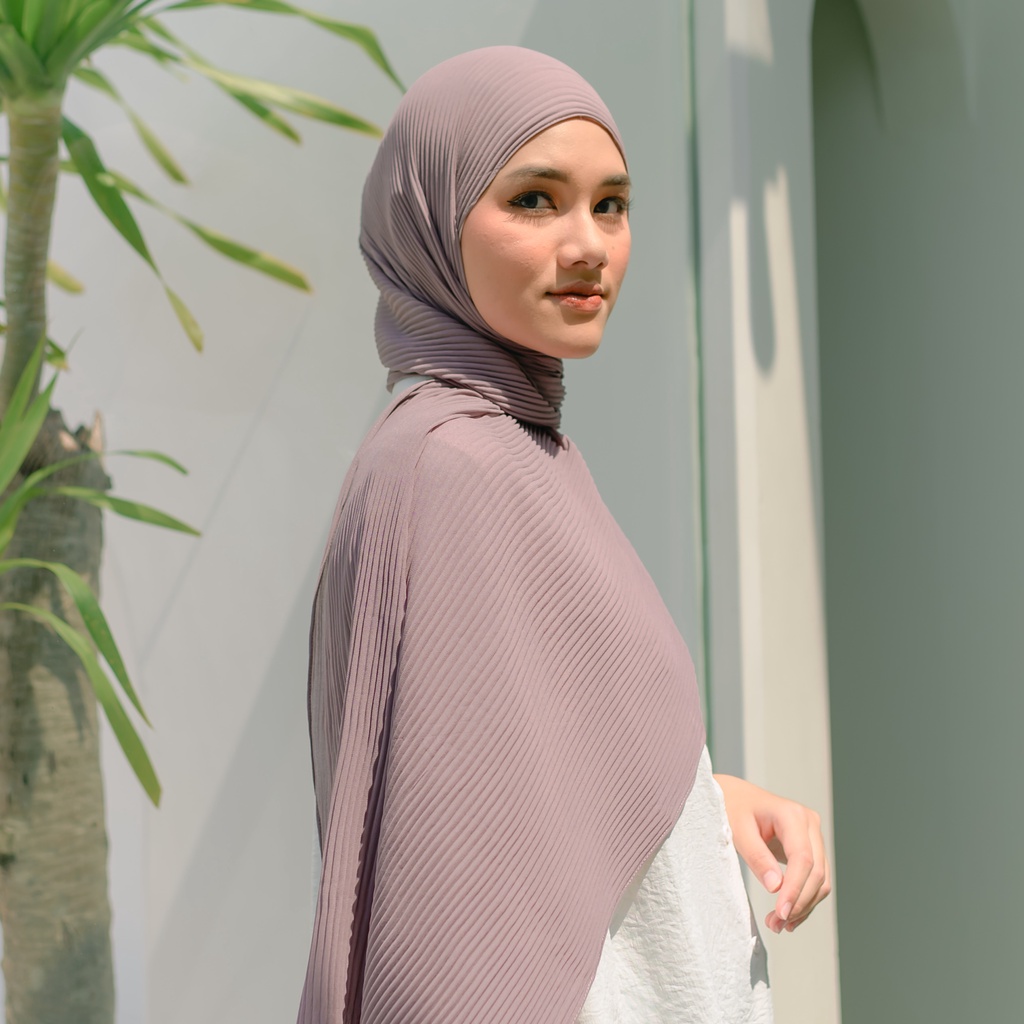 Lozy Hijab - Ayra Pleats Shawl ( Pashmina Full Plisket )-Sparrow
