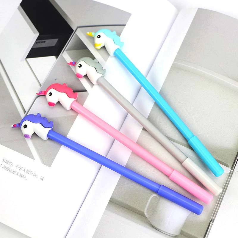 

INDORETAIL | 1 Pcs Kawaii Hitam Tinta Unicorn Gel Pulpen untuk Menulis Kartun Plastik Gel Pulpen