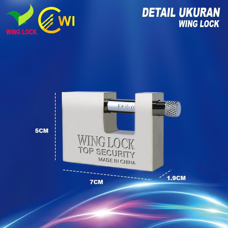 Gembox , Gembok , 94mm, 70mm Top Security , Gembox WingLock 94mm ,Gembok Anti Maling