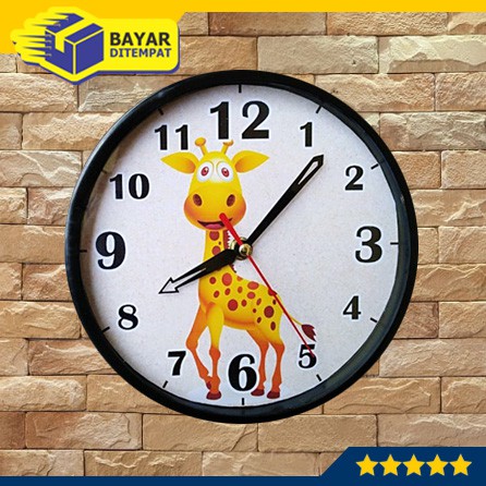 Jam Tempel Dinding Wall Clock Murah Kartun JERAPAH (MF2055)