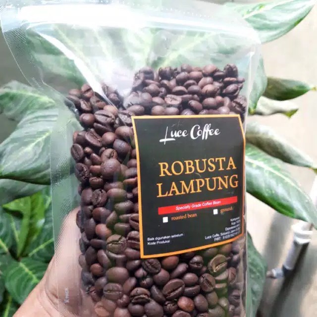 

Kopi Lampung Robusta Specialty Kemasan 500 gram Biji Sangrai atau Bubuk Luce Coffee