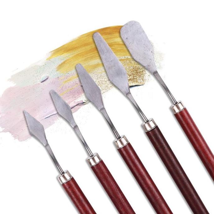 

5PCS/SET SS PALETTE PISAU SPATULA DEKORASI KUE LUKIS UKIR LUKIS ART