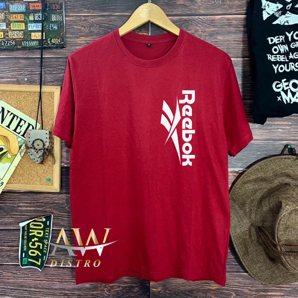 COD Baju Kaos Distro Rebo0k Text Putih Premium Quality Lengan Pendek Kaos Tulisan Kaos Kata-Kata Kaos Sablon