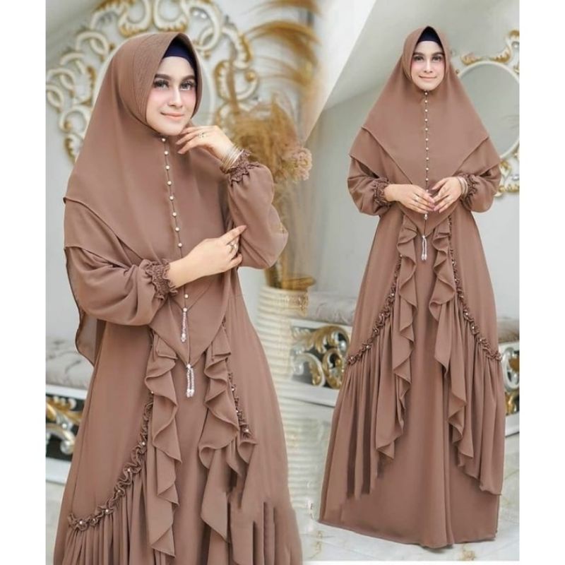 𝑮𝑨𝑴𝑰𝑺𝑷𝑬𝑫𝑰𝑨 Gamis Syari Set Khimar RUBITA Dress Jumbo Busui Cerruty Babydooll HQ