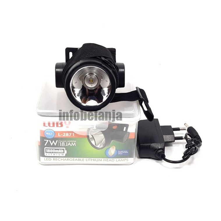 Senter Kepala LUBY 7 Watt L-2871 Cahaya Kuning Bonus Filter Lensa Kuning