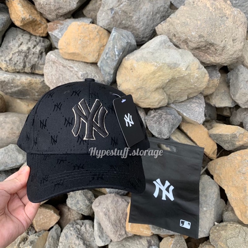 (READY) TOPI MLB NY MONOGRAM HITAM, NAVY, PUTIH FREE TOTEBAG